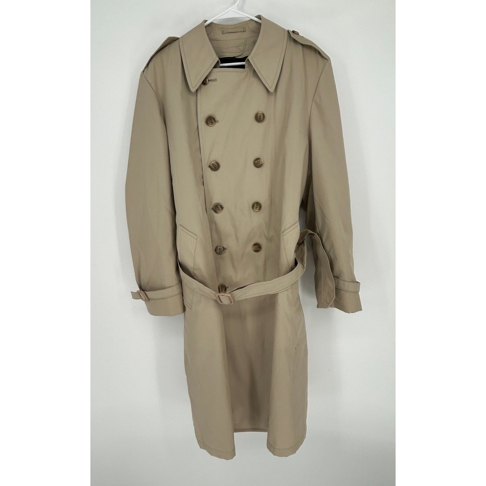 Vintage London Fog Trench Coat Mens 42R Belted Classic Dark Academia Old Money